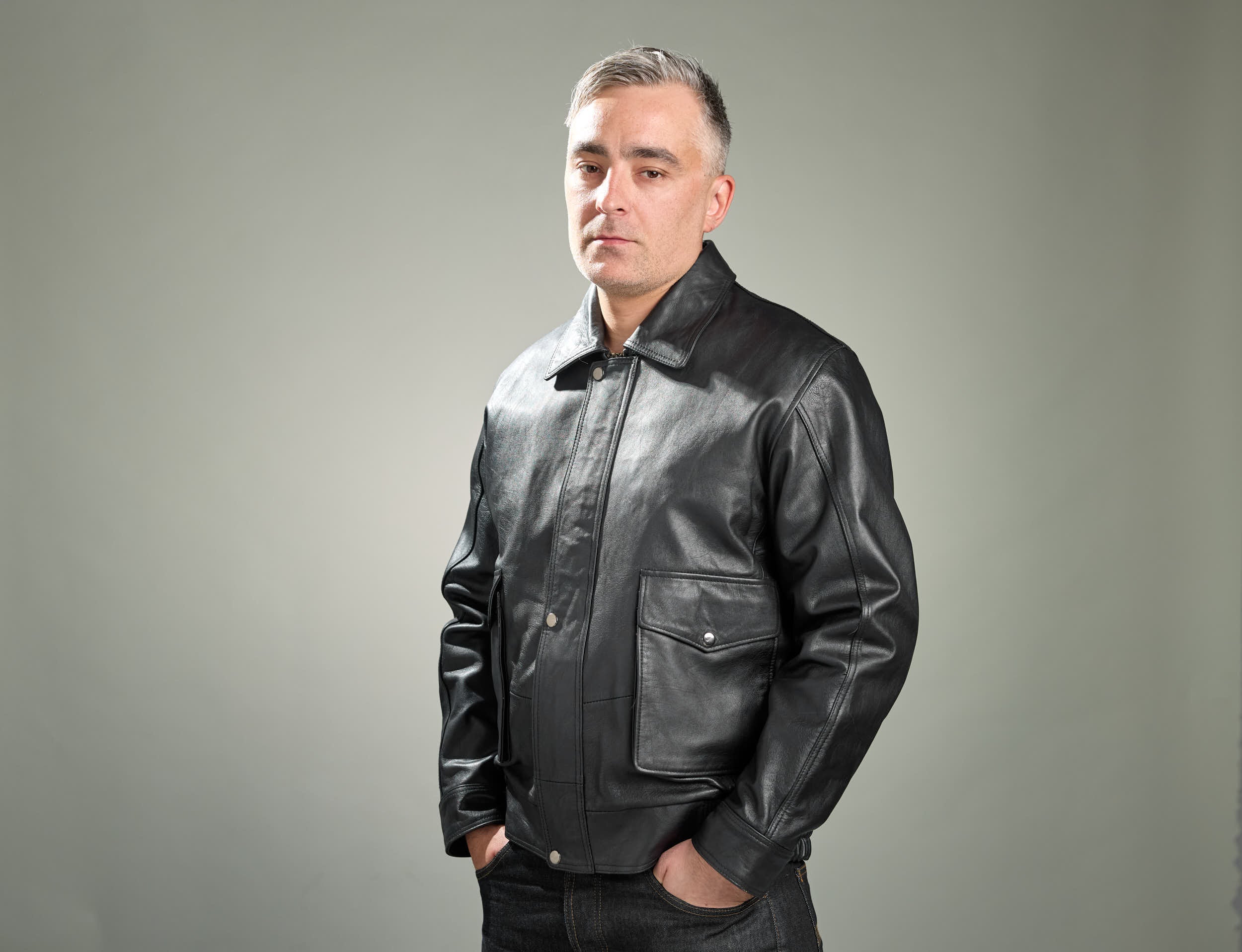 Svartur Leðurjakki